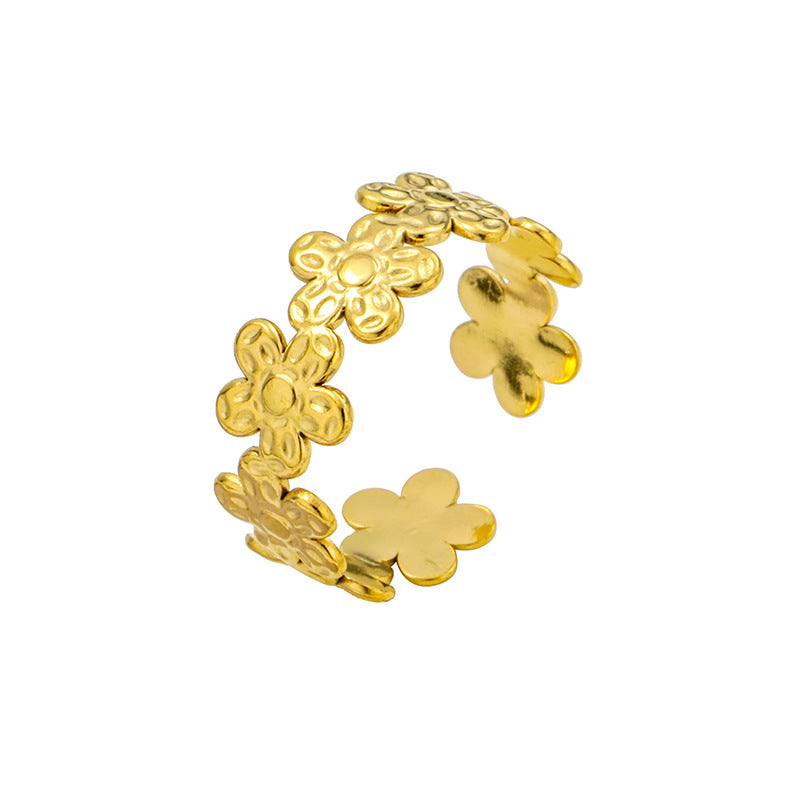 Flower Cold Wind Niche Design Titanium Rings