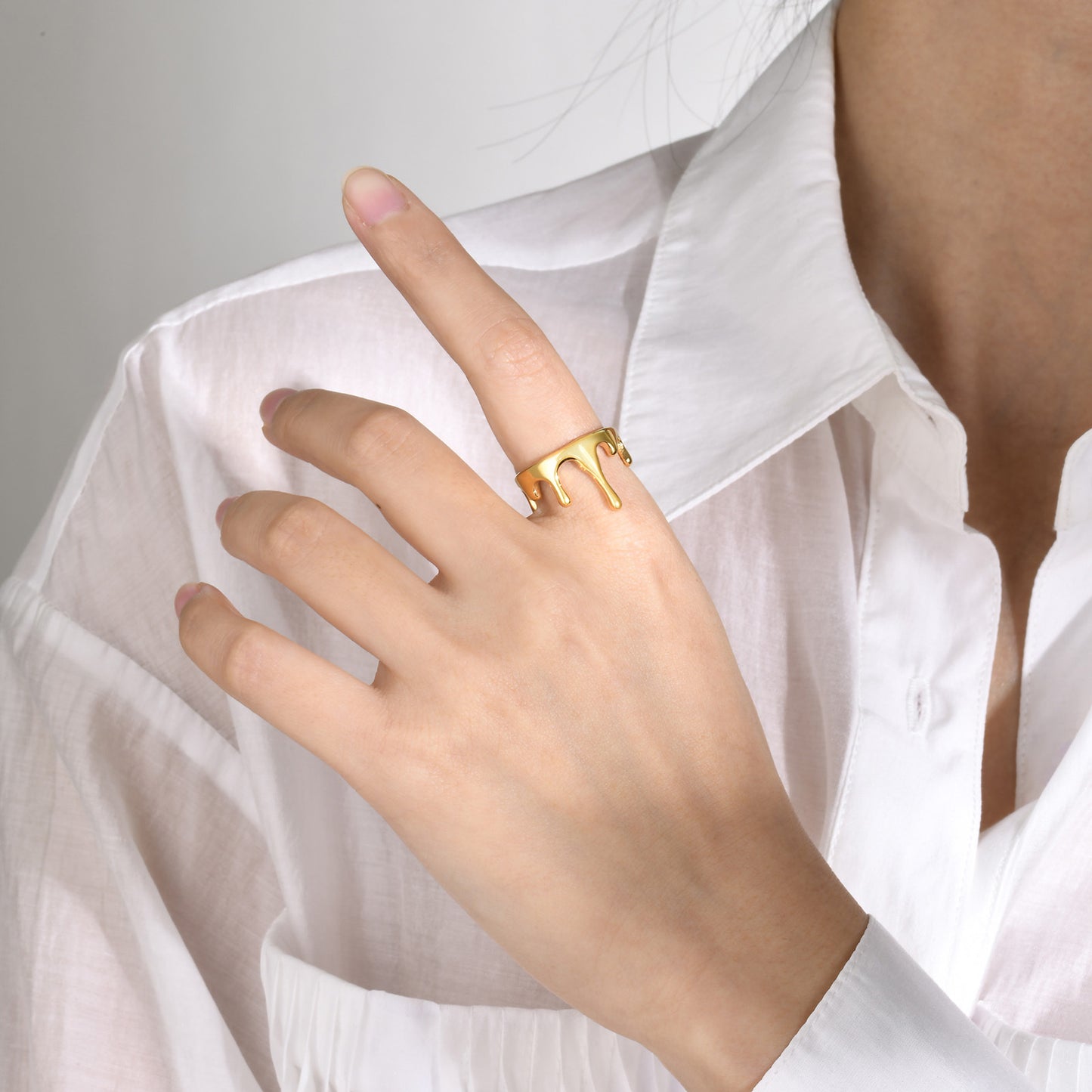 Stainless Steel Fashion Lady Personality Water Drop Rings