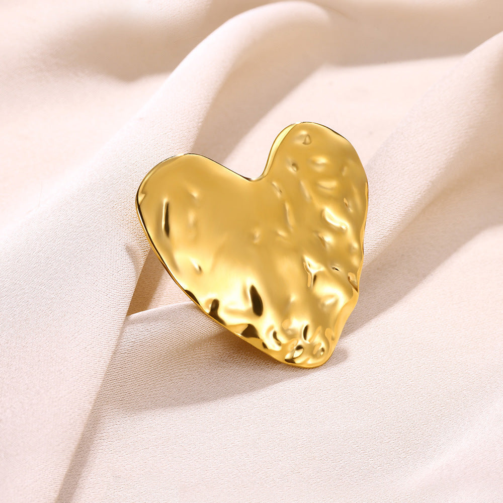 Stainless Steel Lava Pleated Hammer Design Rings
