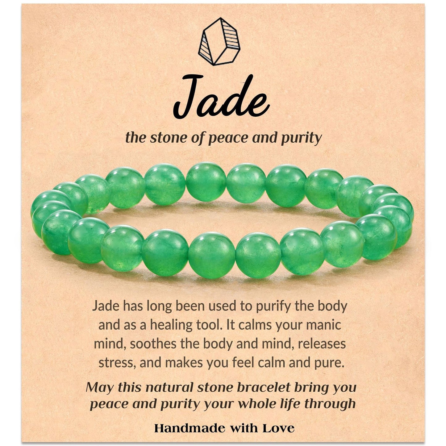 Natural Stone Elastic String Beaded Green Bracelets
