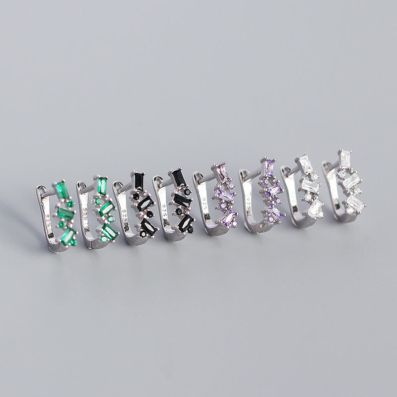 Women's Micro Inlaid Zircon Geometric U-shaped Earclip Rings