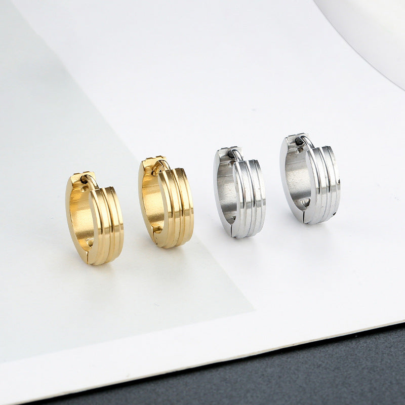 Titanium Steel Gold Stainless Ear Clip Earrings
