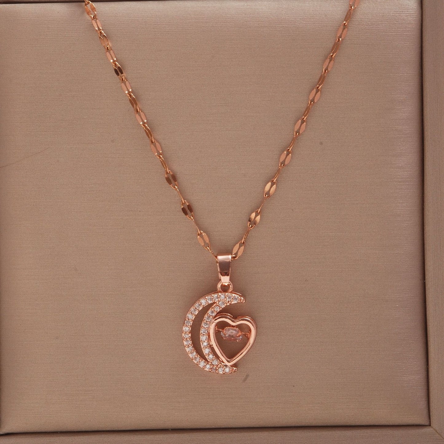 Women's Rose Gold Key Fu Lock Opal Korean Simple Fashion Necklaces