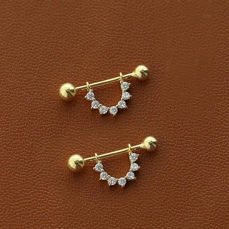 Women's Buckle Ear Bone Niche Design Senior Cold Style Rhinestone Stud Earrings
