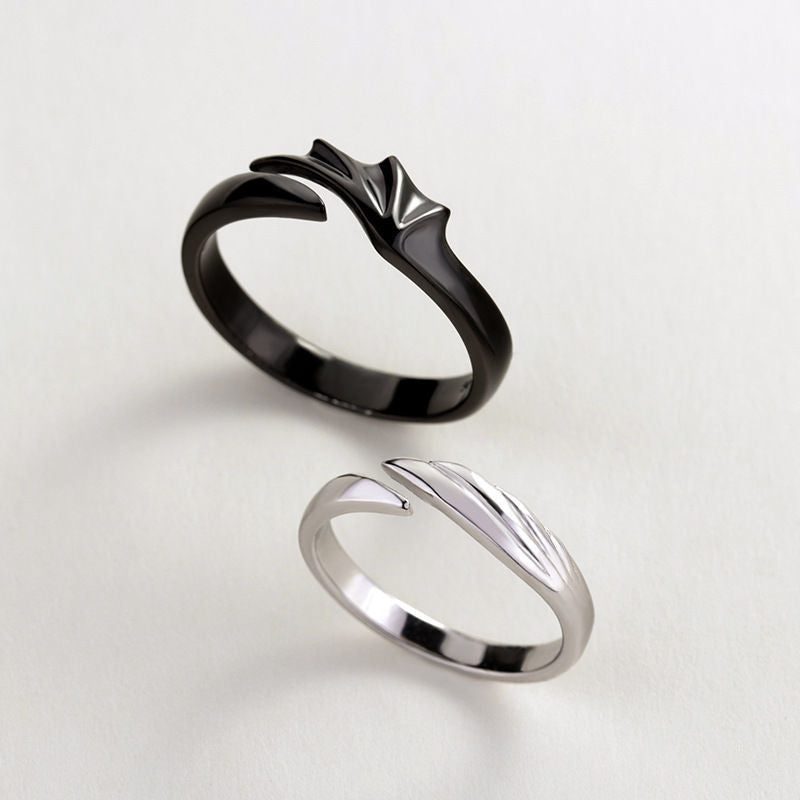 Women's & Men's Finger One Pair Open Fashion Simple Black White Rings