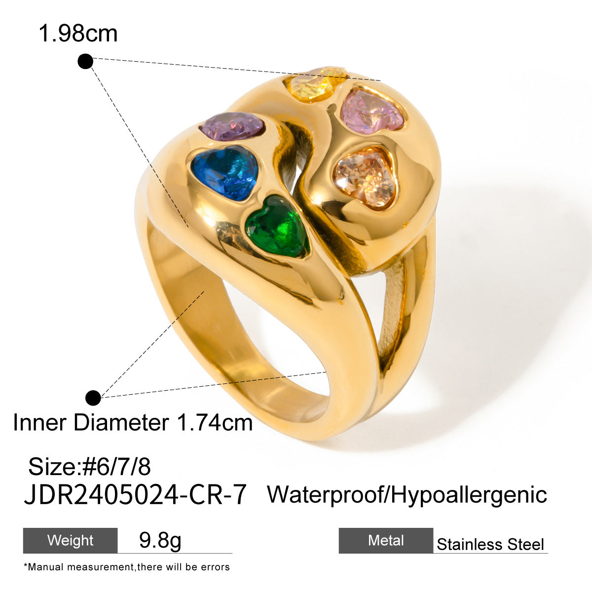 Stainless Steel Glossy Interlaced Water Drop Rings
