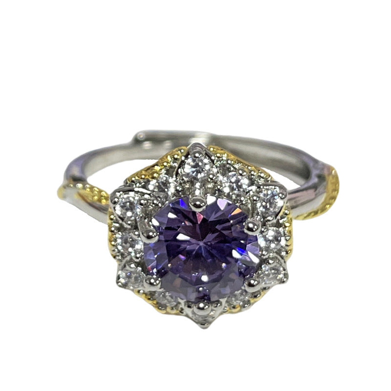 Purple Diamond Open Female Light Luxury Rings