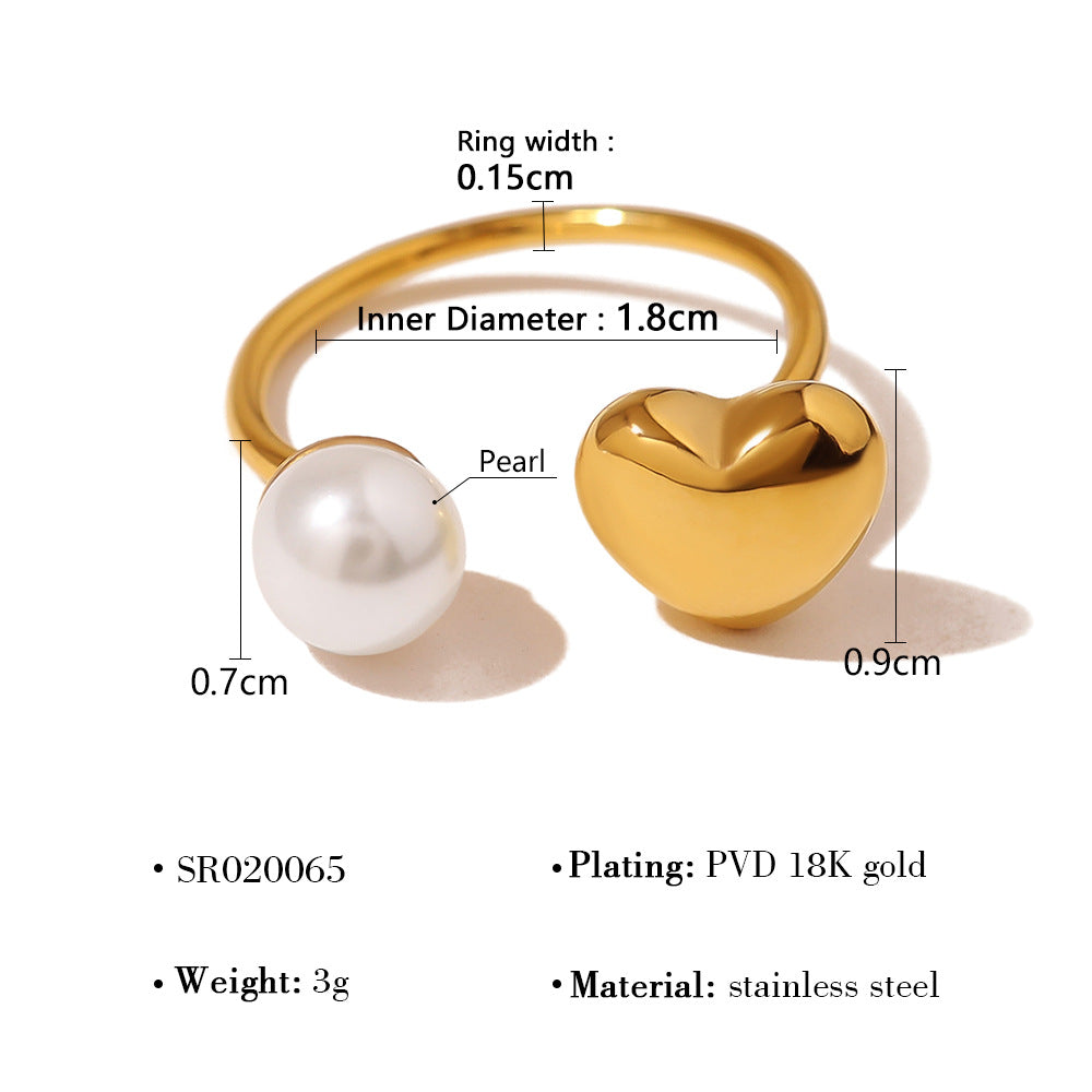 Commuter Love Open-end Pearl Stylish Simple Personality Geometric Rings