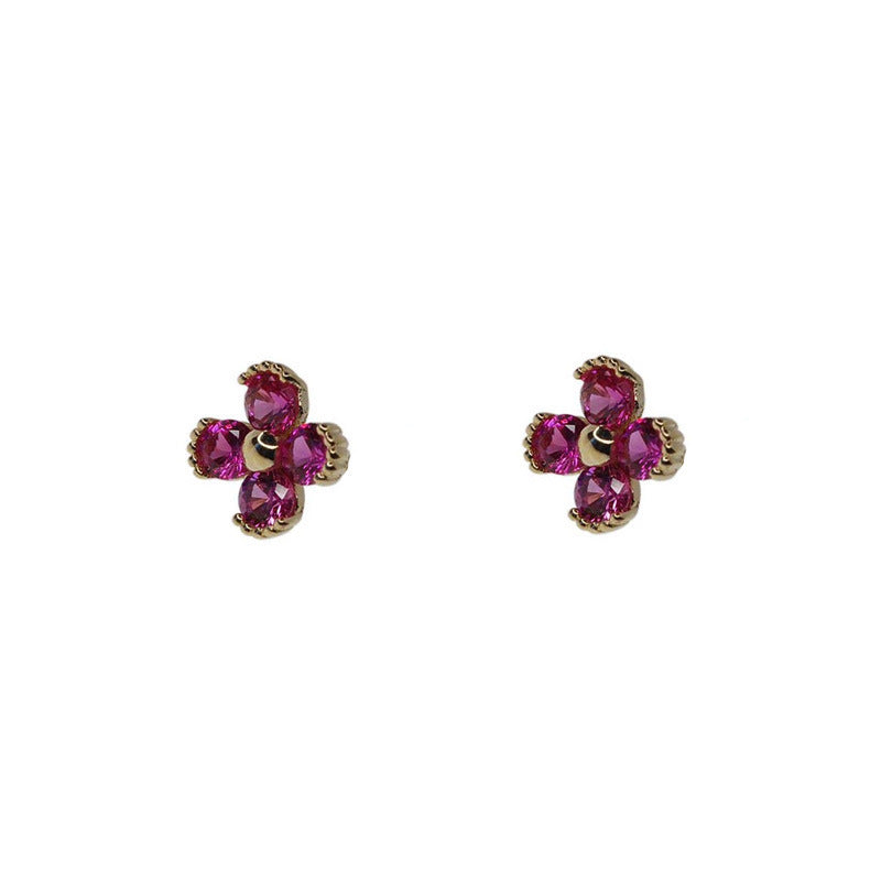 Red Little Flowers Ruby Color Small Rings