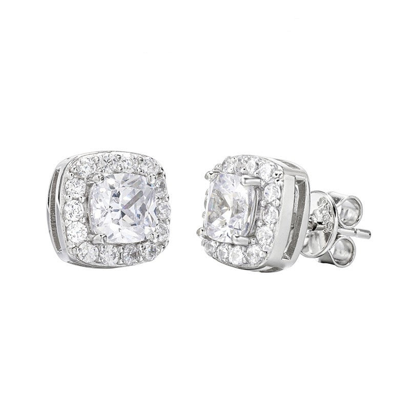 Women's & Men's Rock Candy Sier-plated Full Diamond Street American Earrings