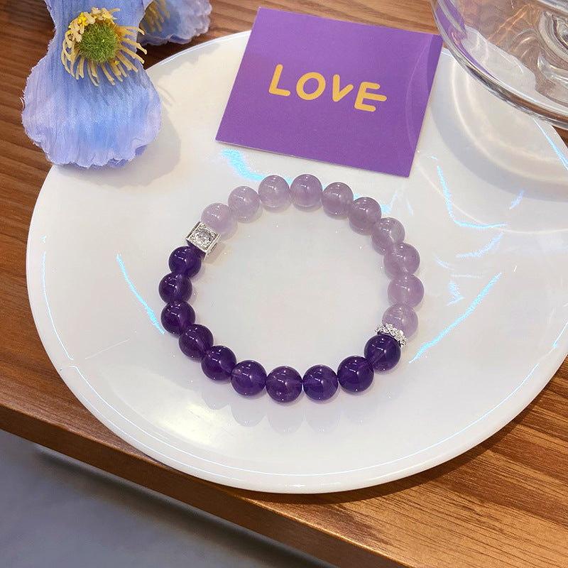 Ethnic Style Purple Crystal Simple Design Glass Bracelets