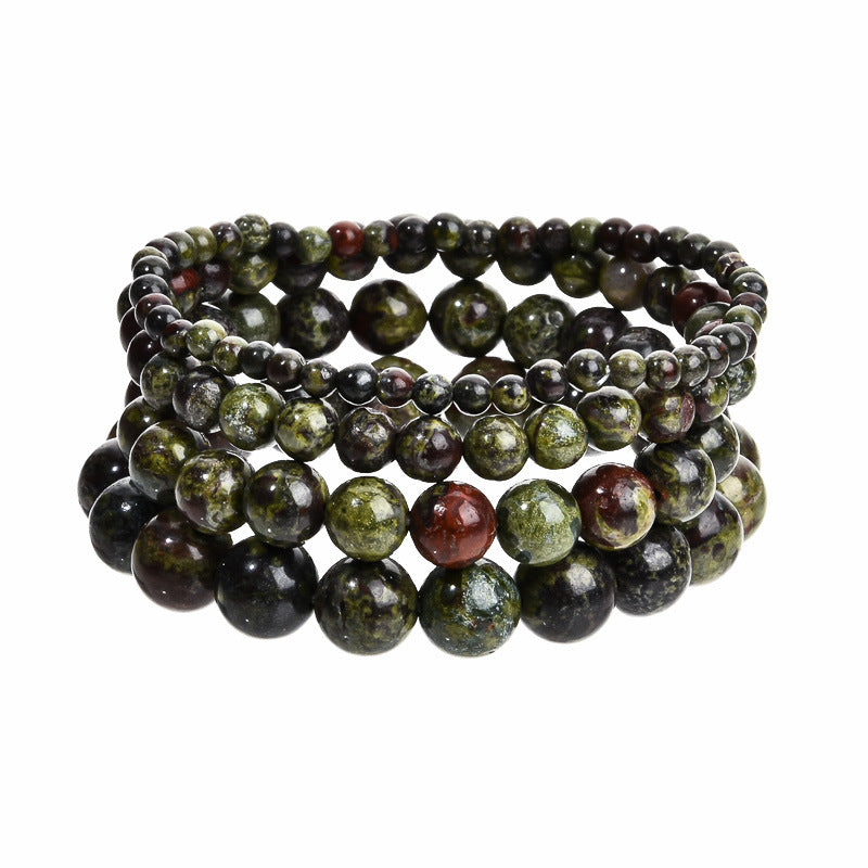 Stone Beaded Obsidian Black Line Rhodochrosite Bracelets