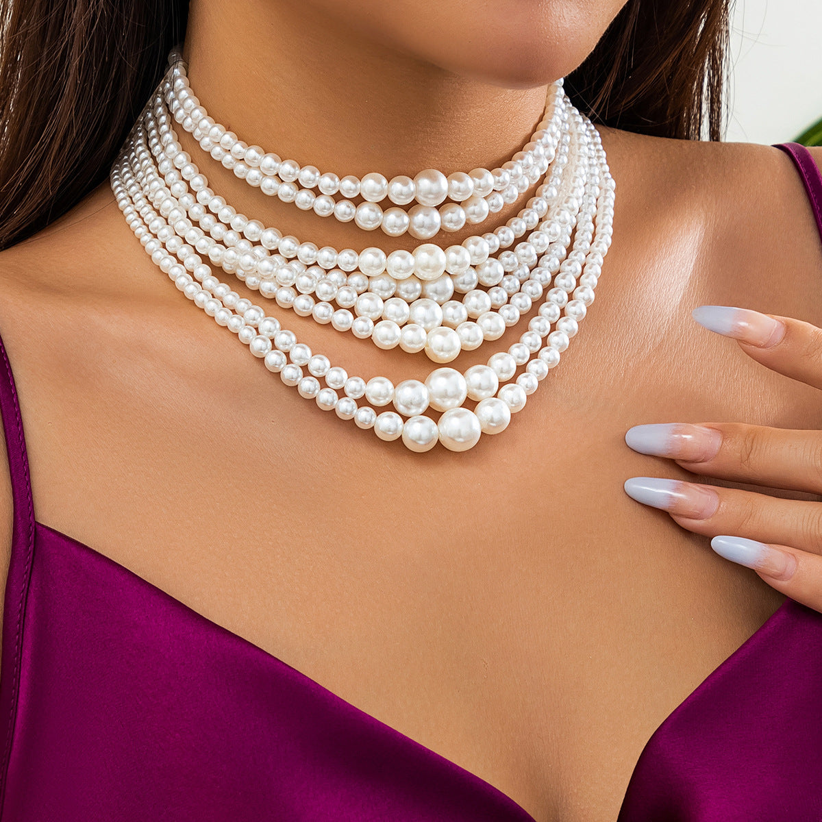 Women's Imitation Pearl Elegant Baroque Size Beaded Necklaces