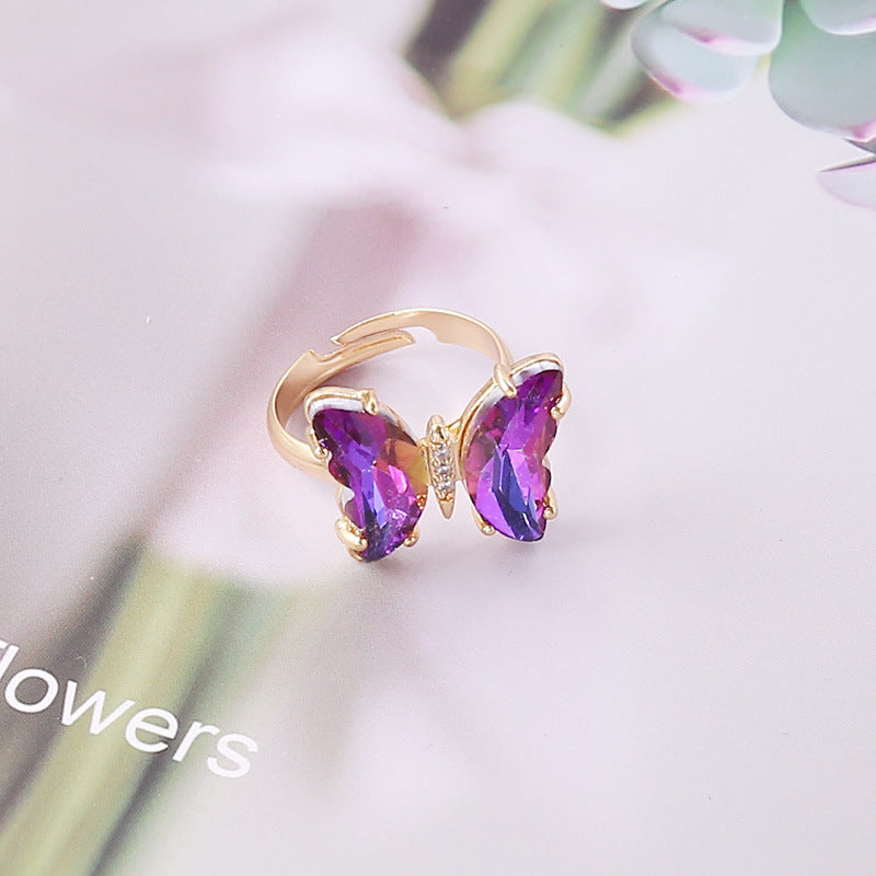 Women's Gradient Butterfly Female Personality Trendy Fashion Rings