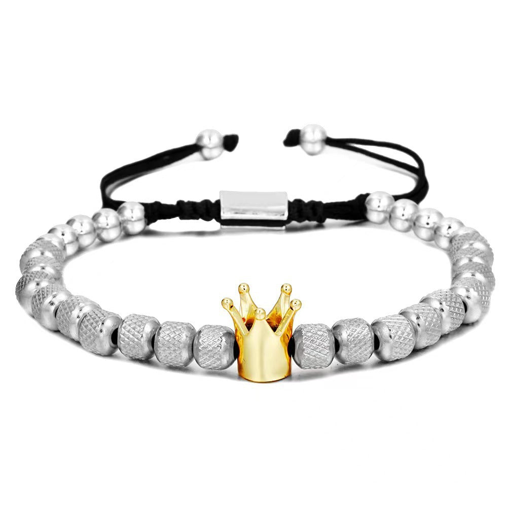 Men's Retro Easy Matching Copper Crown String Beads Pineapple Bracelets