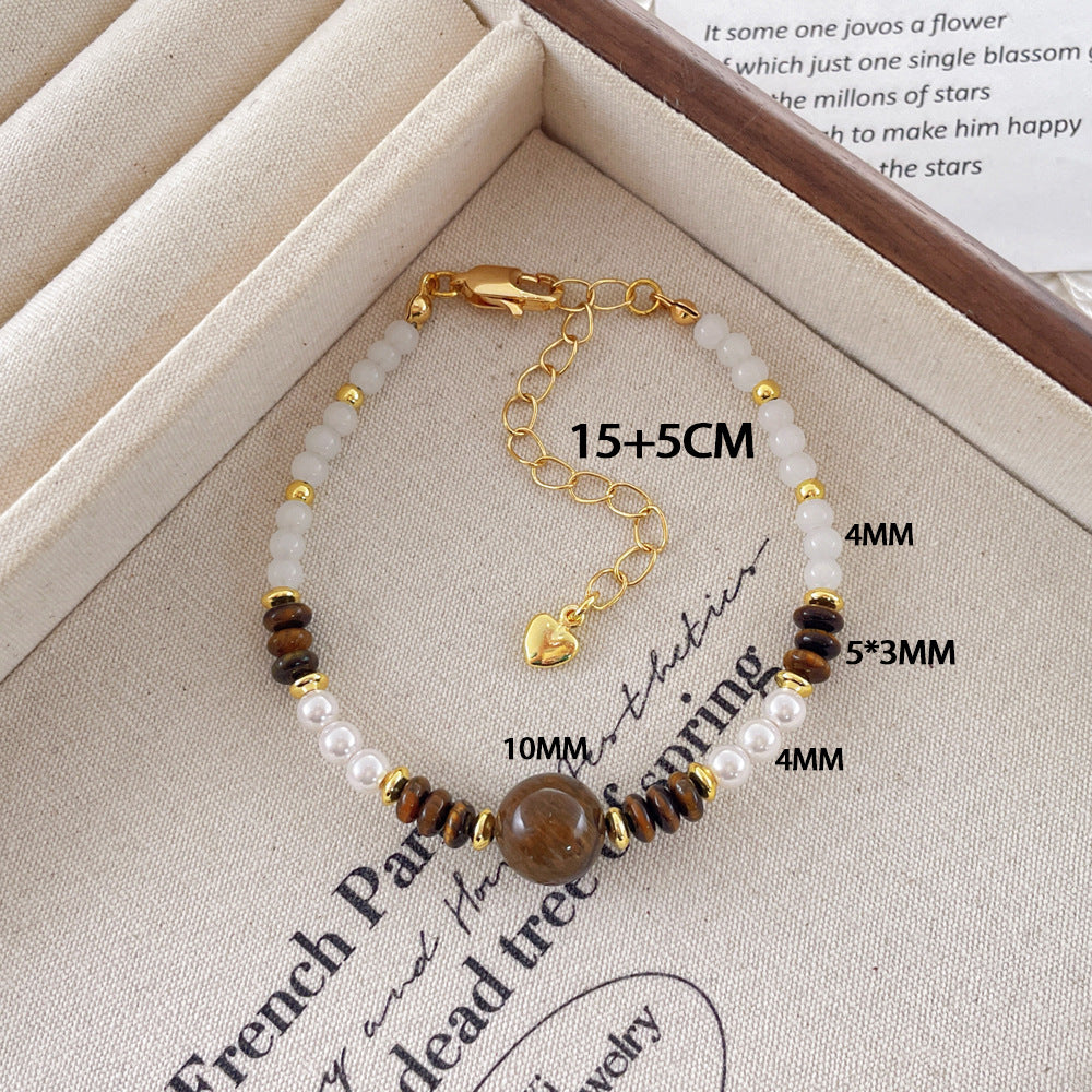 Niche Retro Artistic Style Tigereye Pearl Necklaces