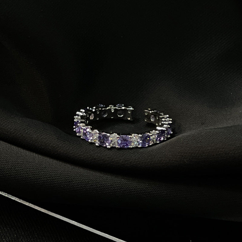Full Rhinestone Zircon High-grade Open Light Luxury Minority Rings