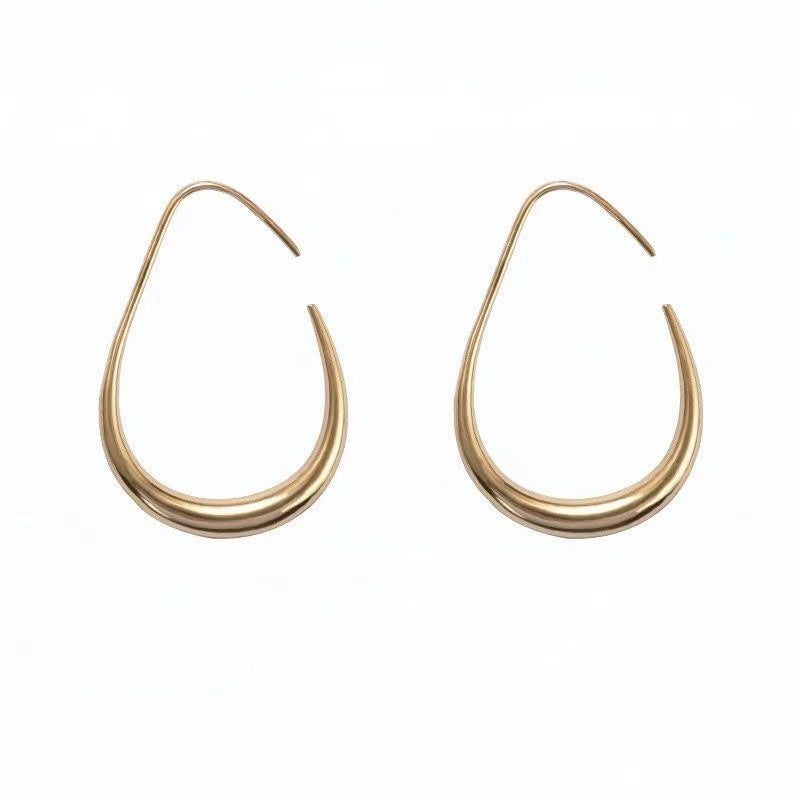 Style Temperament Simple Cold Hoop Ear Oval Rings