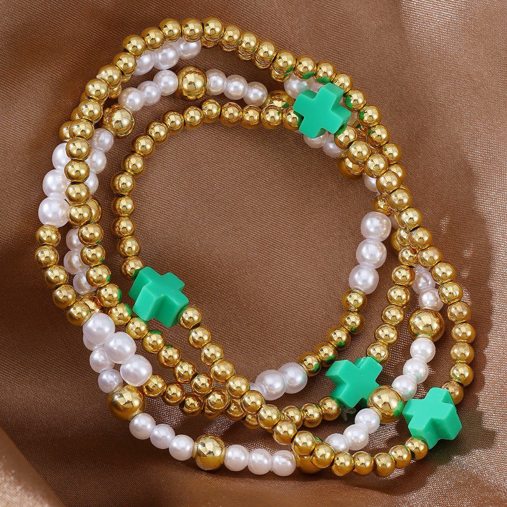 Plus Beaded Set Dopamine Mixed Color Bracelets