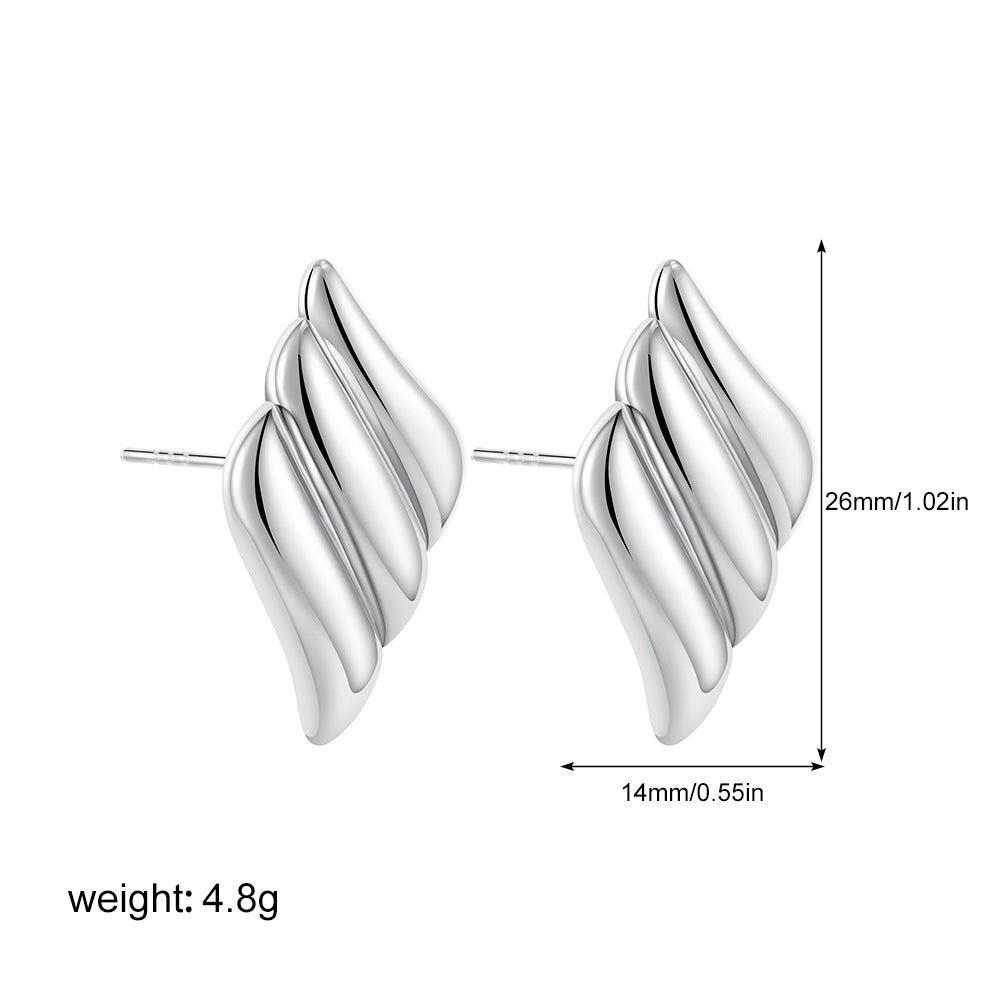 Stainless Steel Gold Wings Stick Siren Earrings