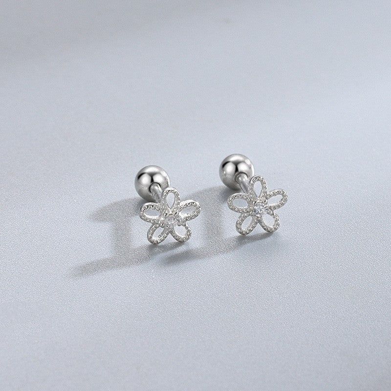Sier Ear Bone Female Screw Tightening Rings