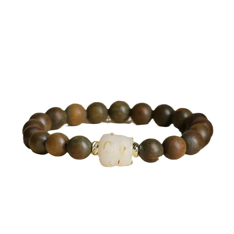 Women's & Men's Charcoal Burning Cat's Paw Single Circle Wooden Transport Changeable Beads Bracelet