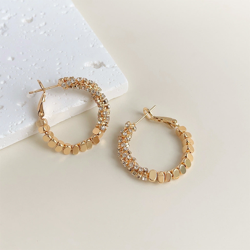 Women's Affordable Luxury Style Zircon Geometric Large Hoop Exaggerated Personalized Earrings