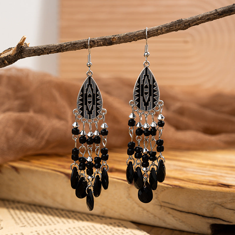 Women's Beaded Elegant Ethnic Style Tassel Environmental Earrings