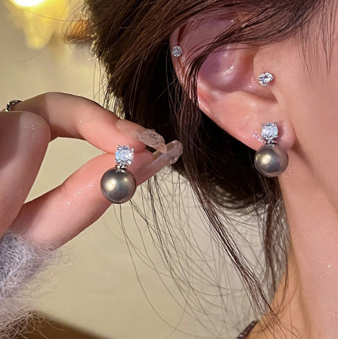 Lux Zircon Pearl Exquisite Versatile High-grade Earrings