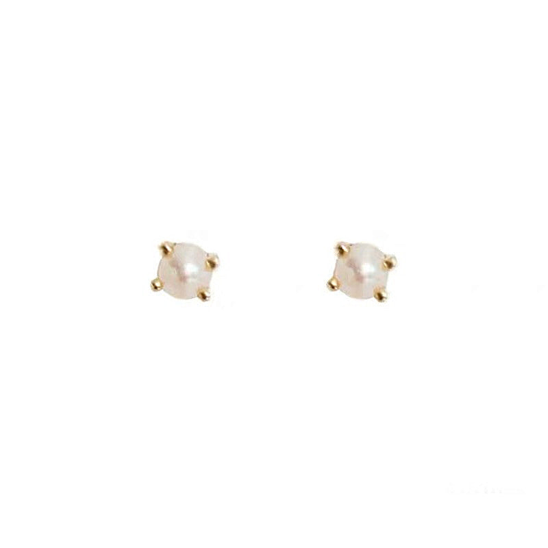 Women's Sier Needle Mini Pearl For Small Before Earrings