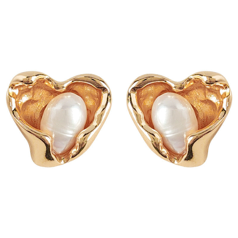 Geometric Ear Personality Simple Natural Pearl Earrings