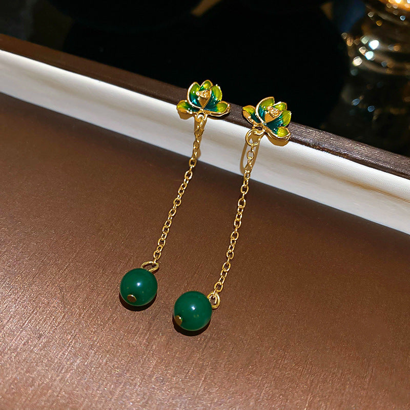 Chinese Style Flower Bamboo Tassel Fashion Trend Ear Hook Earrings