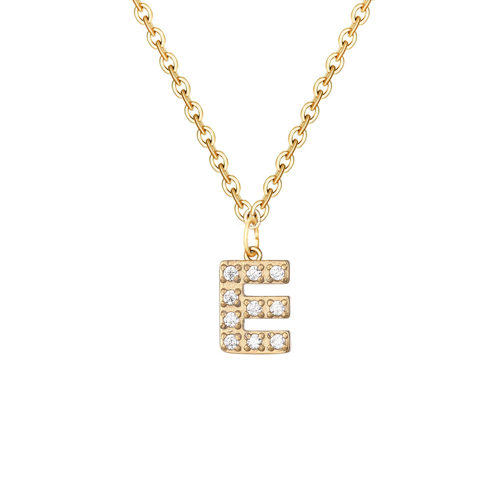 Simple Stainless Steel Diamond Letters Gold-plated Clavicle Necklaces