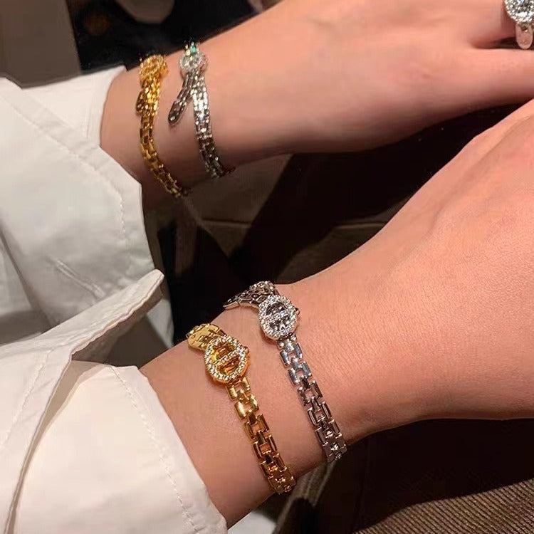 Nose Watch Connecting Shackle Chain Inlaid Zircon Bracelets