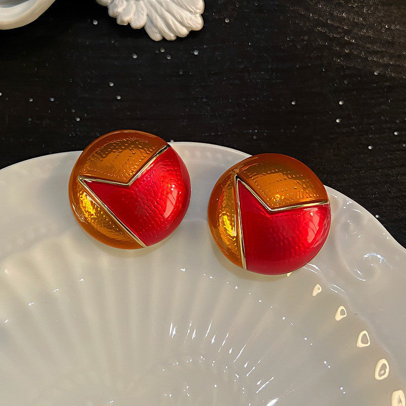Oil Oval Geometric French Retro Special Earrings