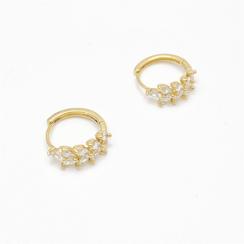 Zircon Leaves Ear Clip Female Personality Temperament Fashion Simple Earrings