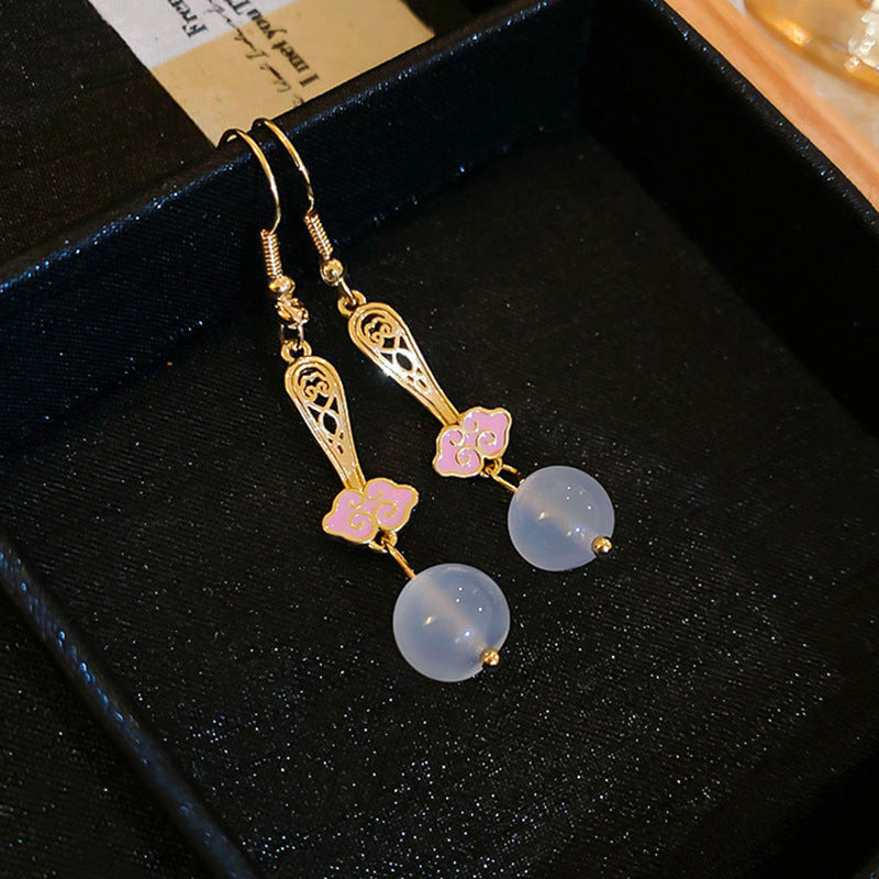 Chinese Style Flower Bamboo Tassel Fashion Trend Ear Hook Earrings