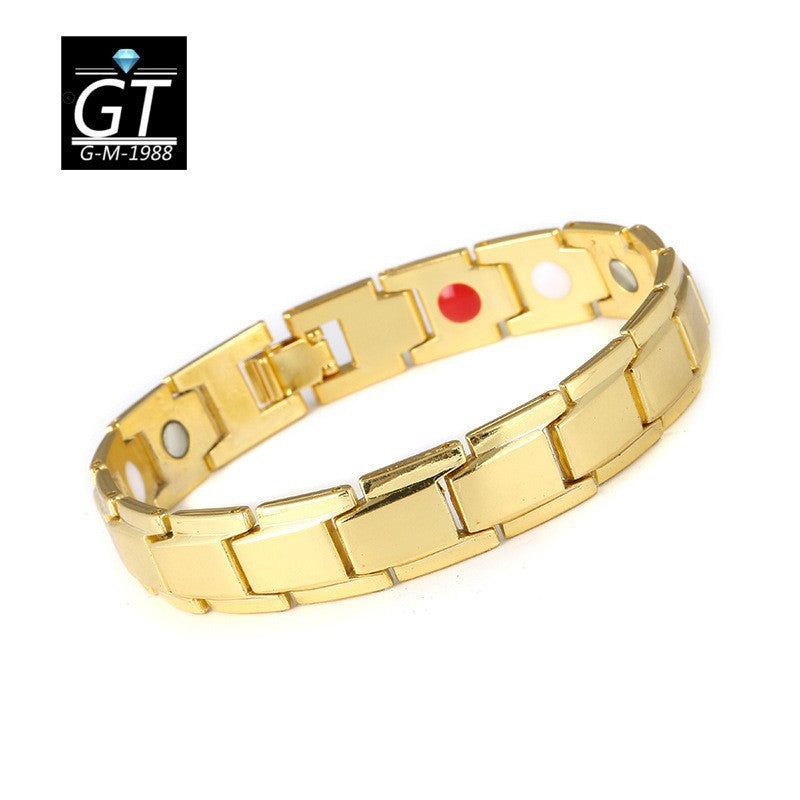 Men's Detachable Magnet Beveled Black Gold Mature Golden Bracelets