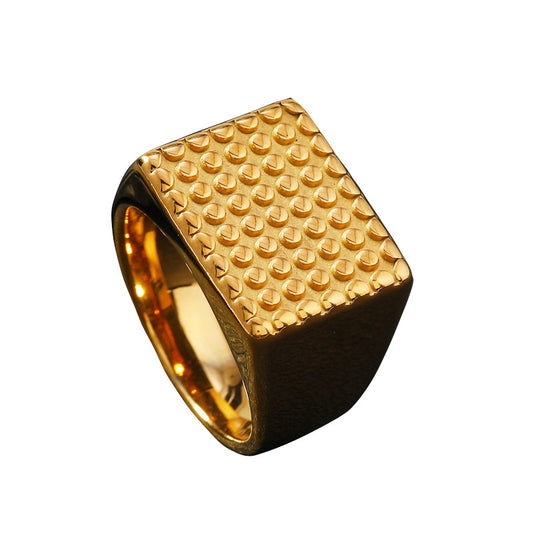 Men's Fashion Casting Rectangle Wave Point Geometric Rings
