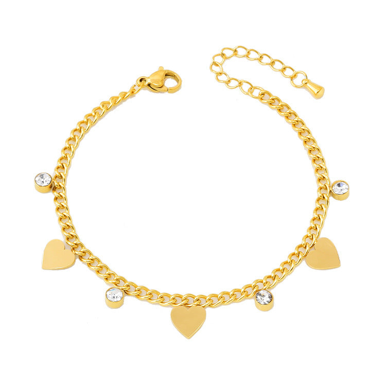 Style Simple Stylish Personality Round Glossy Love Titanium Steel Bracelets