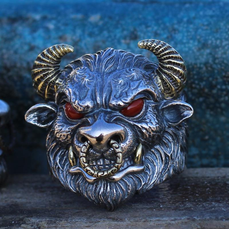 Men's Bullhead Domineering Personalized Retro Chinese Zodiac Cow Rings