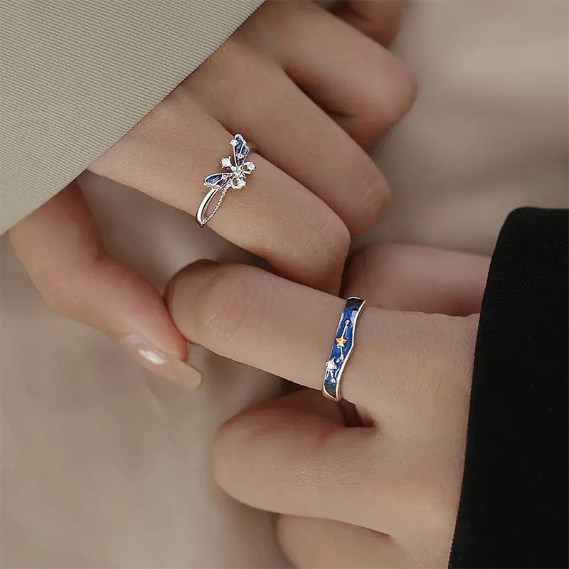 Women's & Men's One Pair Design Enamel Gift For Rings