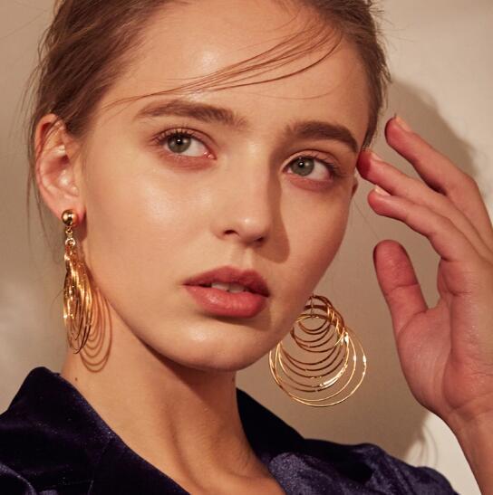 Personality Hipster Nightclub Exaggerated Geometry Ear Stud Earrings