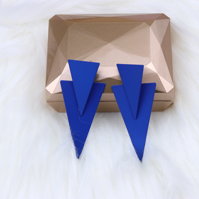 Triangle Stitching Spray Paint High Profile Earrings