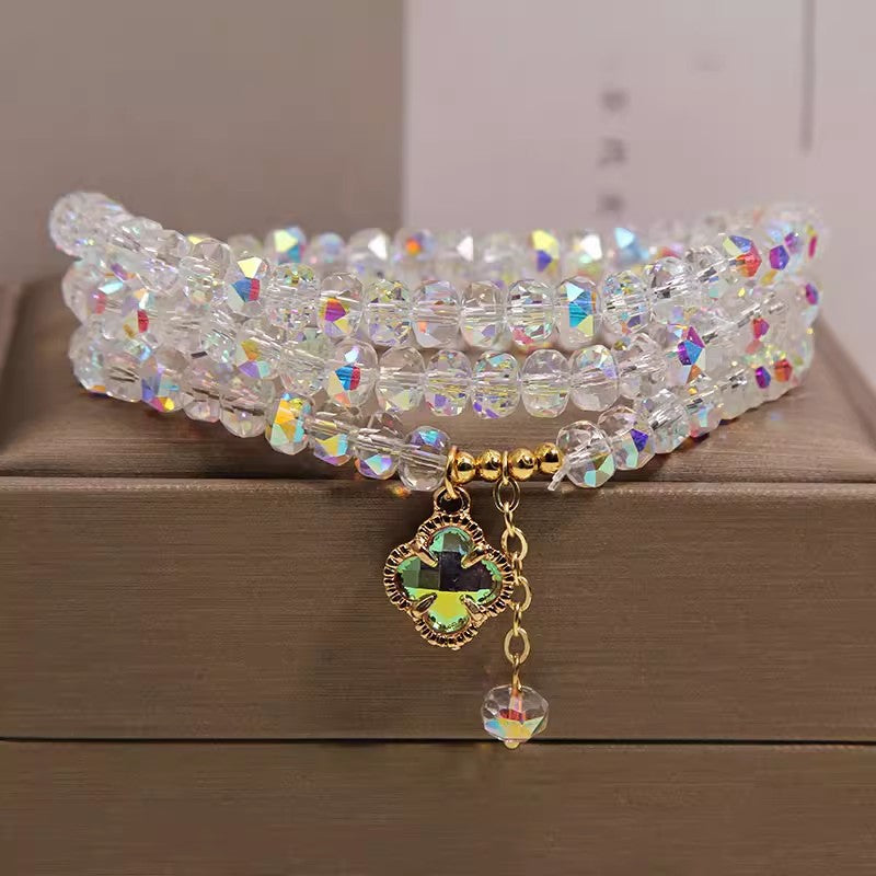 Women's Citrine Abacus Beads Light Luxury Minority Exquisite Four-leaf Clover Money Bracelets