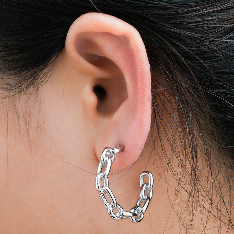 Women's Fashion Chain Welded Stainless Steel Shaped Trendy Earrings