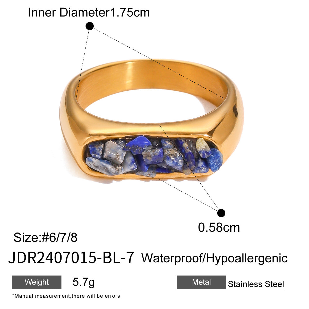 Ding Stainless Steel Natural Stone Eye-catching High-grade Titanium Rings