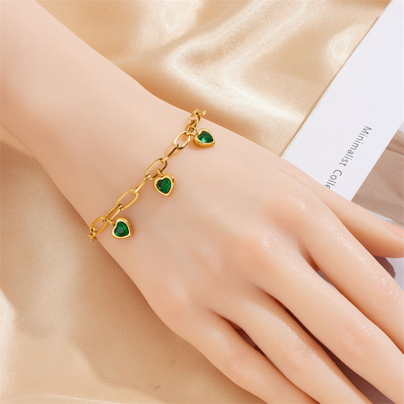 Niche Retro Gold-plated Fashion Colorful Gem Bracelets