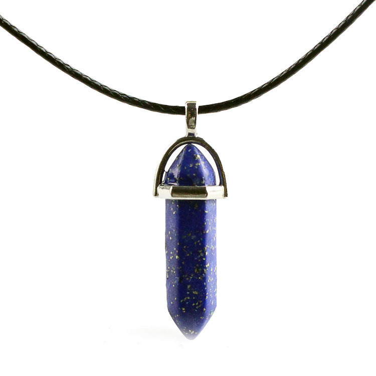 Natural Stone Hexagon Prism Fashion Crystal Necklaces