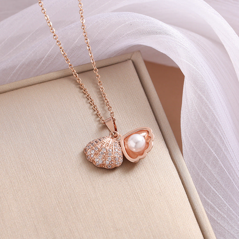 Titanium Steel Diamond Four-leaf Flower Female Necklaces